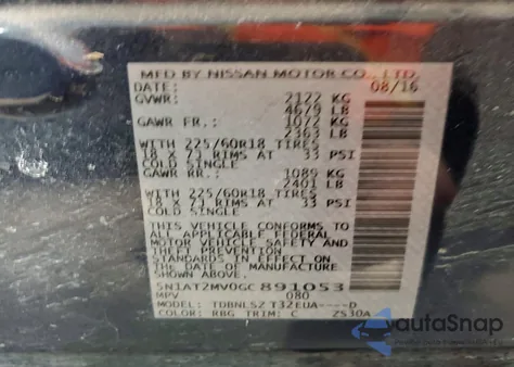 2016 Nissan Rogue S z USA, uszkodzony, nr VIN 5N1AT2MV0GC891053